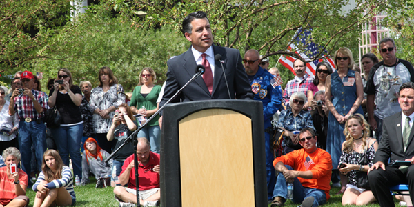 Governor Sandoval speaks at 9/11 Memorial at Mills Park in Carson City. Governor Sandoval speaks at 9/11 Memorial at Mills Park in Carson City.
