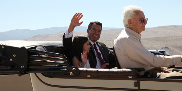 Governor Sandoval and his daughter Marisa riding on the new I-580 bridge. Governor Sandoval and his daughter Marisa riding on the new I-580 bridge.