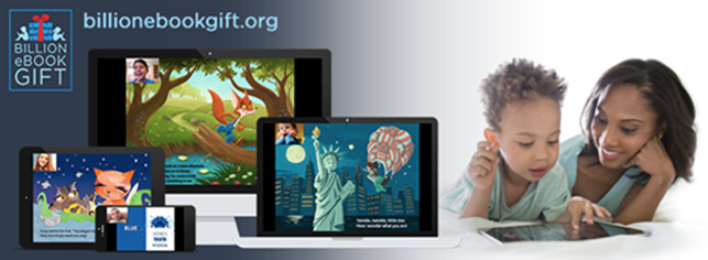 Billion eBook Gift graphic depicting a woman and child with a tablet Billion eBook Gift graphic depicting a woman and child with a tablet