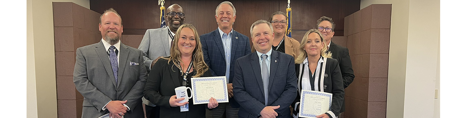 Governor Lombardo giving Cannabis Compliance Board Employees their 'Get Sh*t Done' Awards on Nevada State Employee Appreciation Day