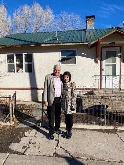 Governor and First Lady Sisolak at Kathy's childhood home in Ely, NV Governor and First Lady Sisolak at Kathy's childhood home in Ely, NV